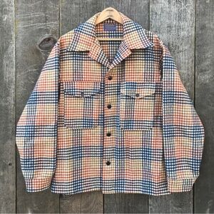 Vintage 60s-70s Pendleton Woolen Mills Houndstooth Plaid Wool Jacket, Medium